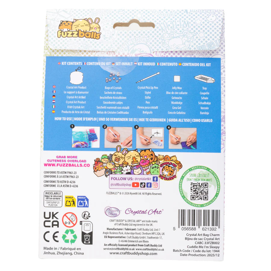 Cuddle Me Im Sleepy Crystal Art Bag Hang