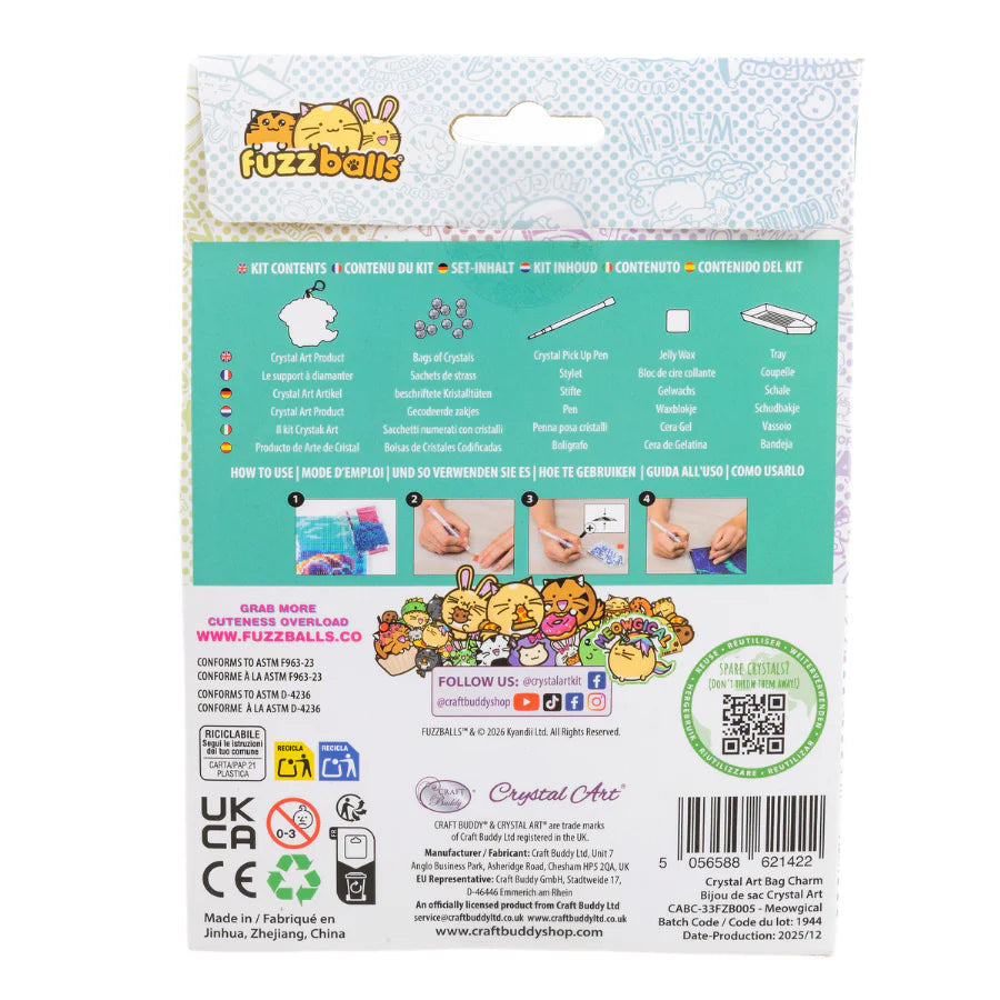 Meowigcal Unicorn Cat Crystal Art Bag Hang