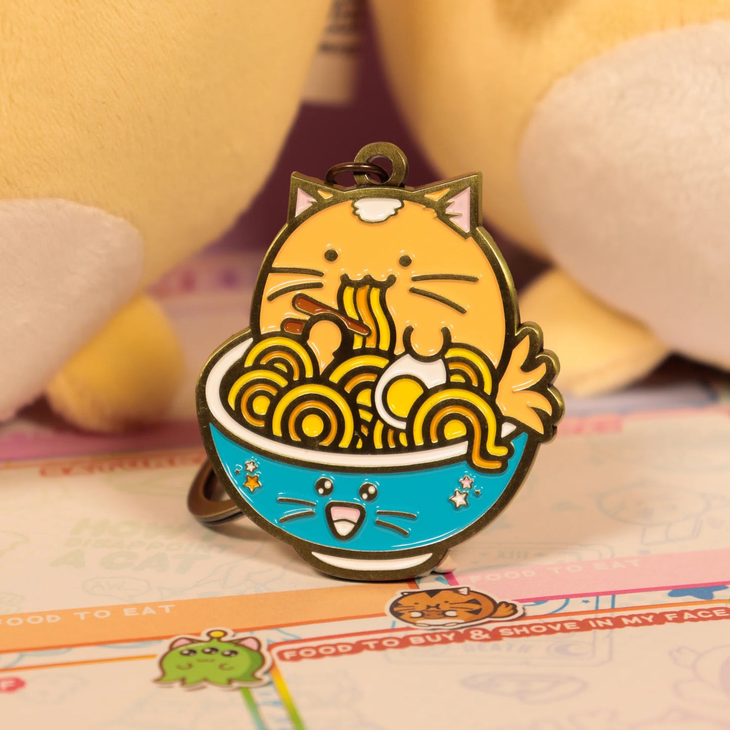 Whisky Ramen Cat Keyring
