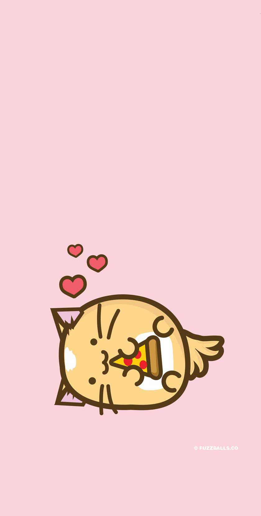 Whisky Cat Pizza phone wallpaper – Fuzzballs