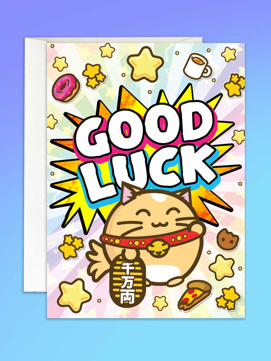 Good Luck Fuzzballs Lucky Cat Card