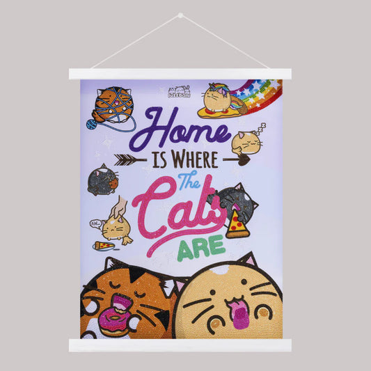 Home Is Where The Cats Are Crystal Art Wall Scroll