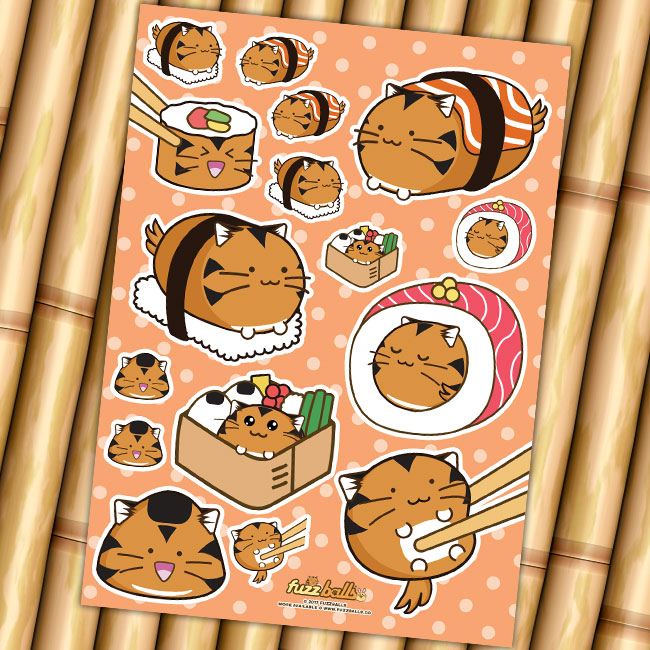 Tiger Sushi Sticker Sheet