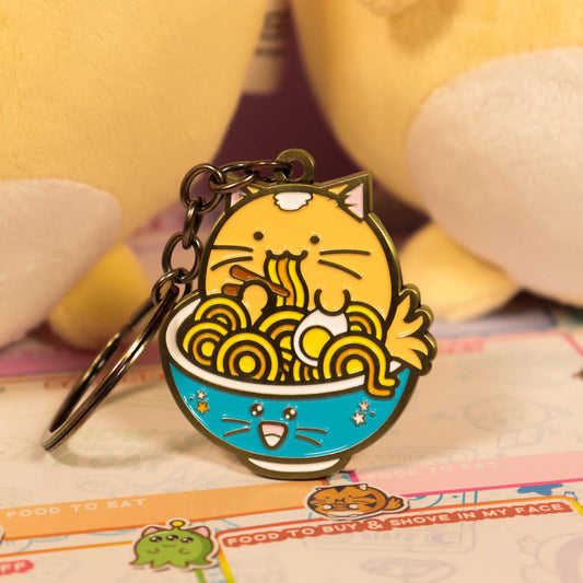 Whisky Ramen Cat Keyring