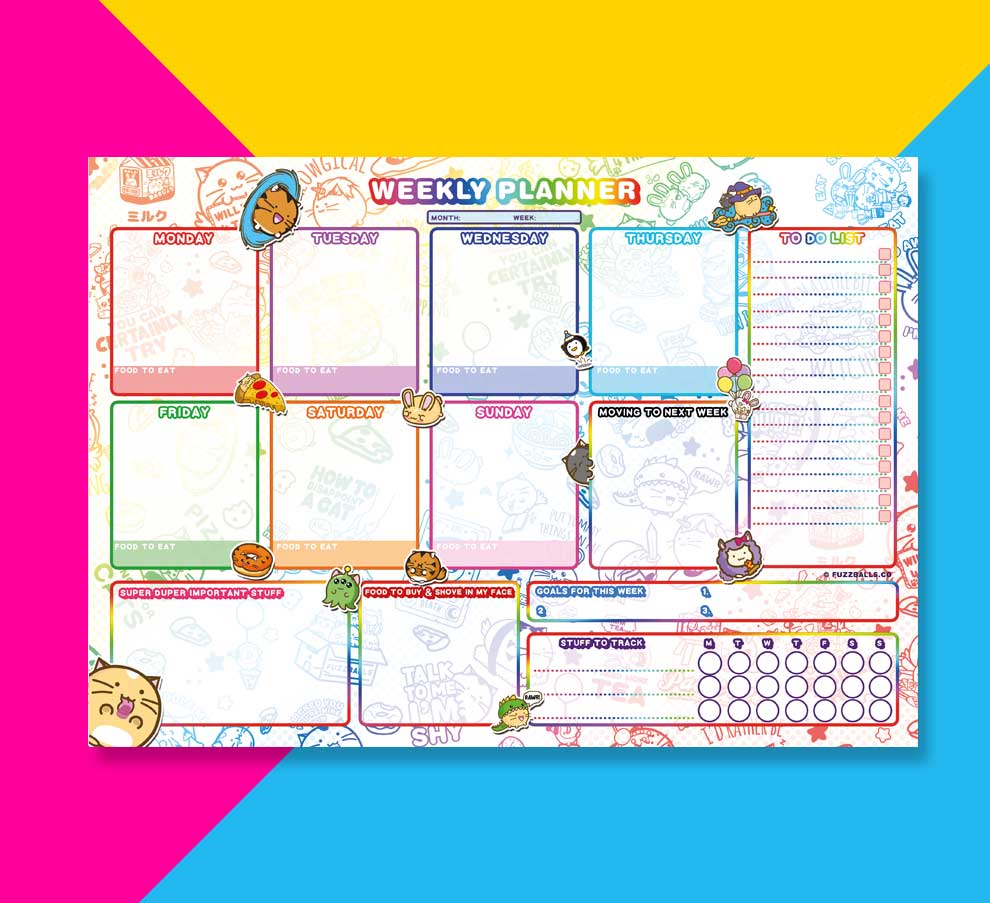 Rainbow A4 Weekly Desk Planner