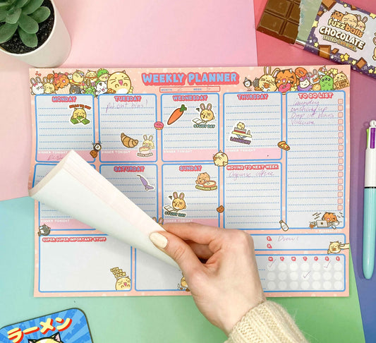 Downloadable Cuteness Overload A4 Weekly Desk Planner