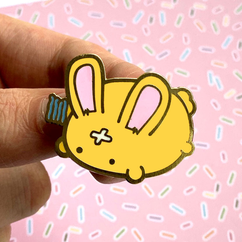Deflated Bunny Enamel Pin