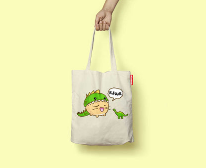 Dino Cat Tote Bag