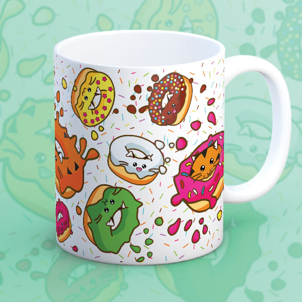 Tiger cat donut splatter Mug