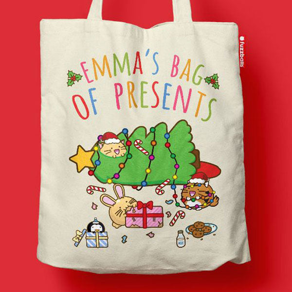 Custom Name Bag of Presents Xmas Tote Bag Tote Bag