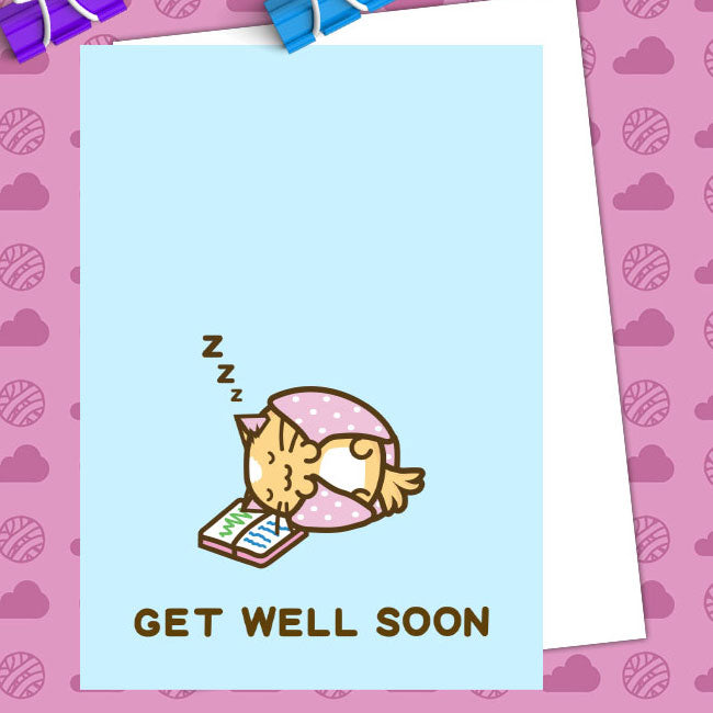 Get well soon sleepy cat Card