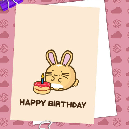 Happy birthday bunny cake Card