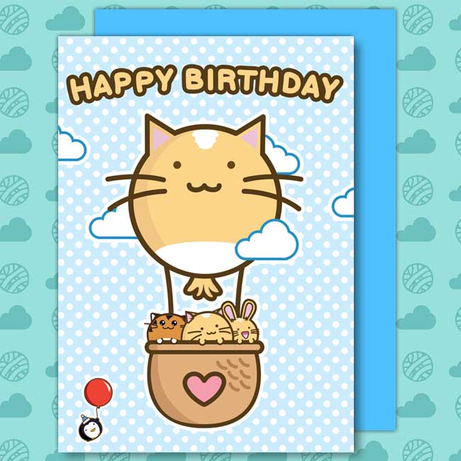 Happy birthday hot air balloon Card