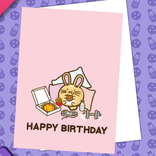 Happy birthday lazy bunny Card