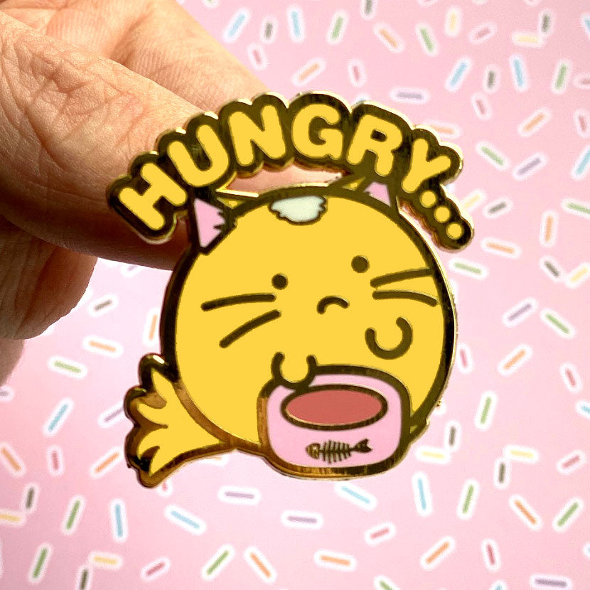 Hungry Cat Enamel Pin