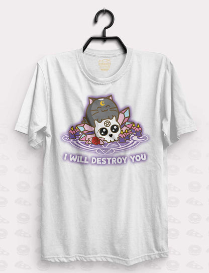 I will destroy you Pixel Cat Halloween Shirt