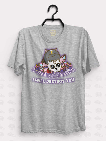 I will destroy you Pixel Cat Halloween Shirt