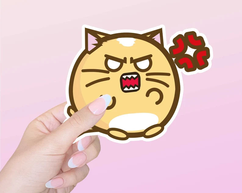 Angry Cat Vinyl Sticker