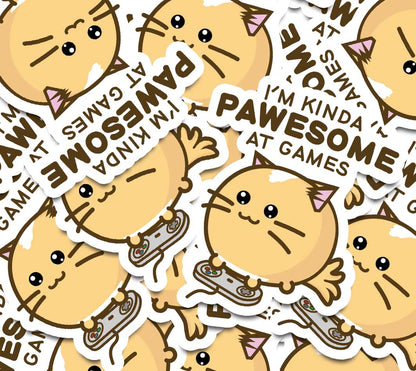 I'm Kinda Pawesome At Games Vinyl Sticker