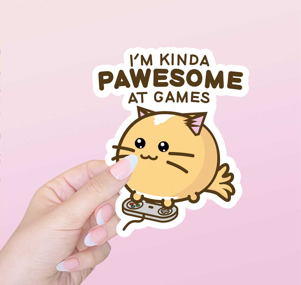 I'm Kinda Pawesome At Games Vinyl Sticker