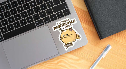 I'm Kinda Pawesome At Games Vinyl Sticker