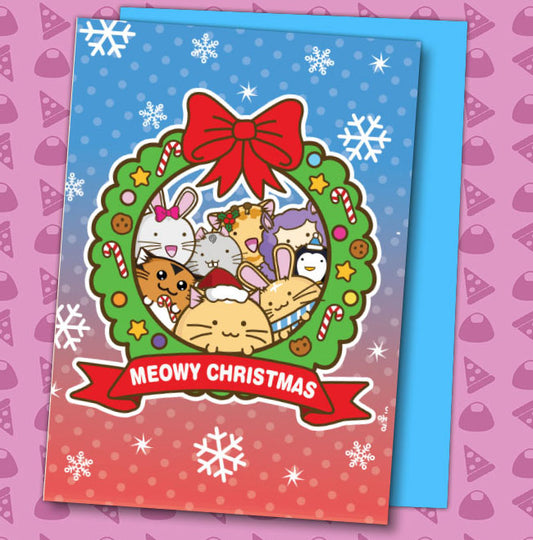 Meowy Christmas Wreath Card