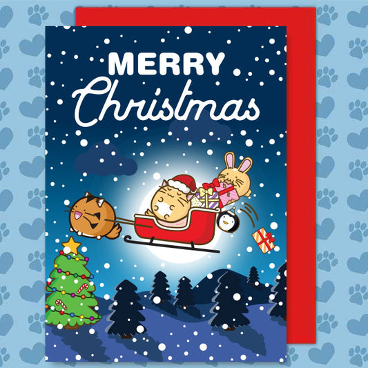 Merry Christmas Santa Sleigh Card