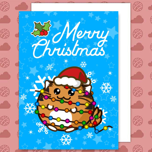 Merry christmas tiger xmas lights Card