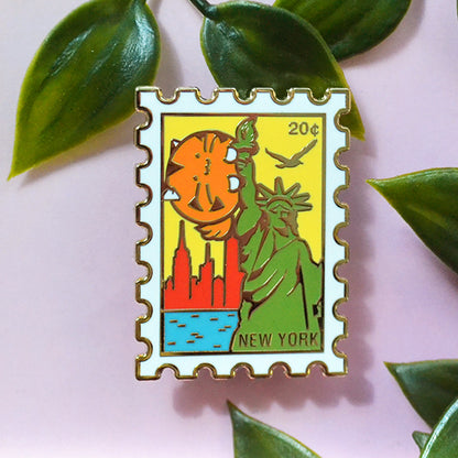 New York Vacation Stamp Enamel Pin