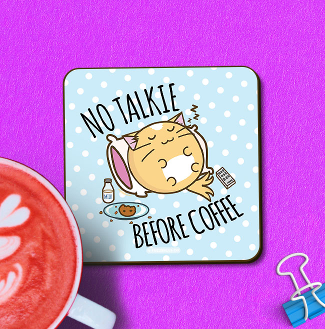 No Talkie Before Coffee Matching Coaster