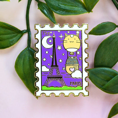 Paris Vacation Stamp Enamel Pin