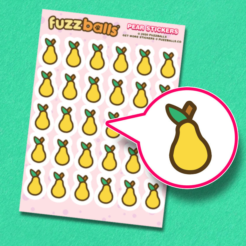 Pear Sticker Sheet – Fuzzballs