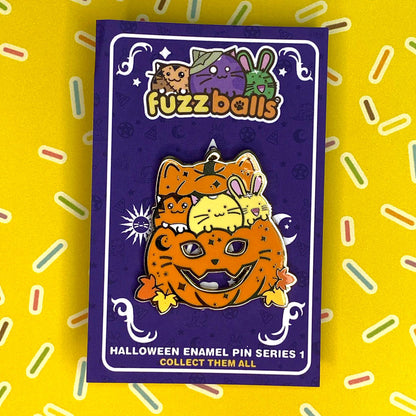 Fuzzballs Pumpkin Halloween Enamel Pin