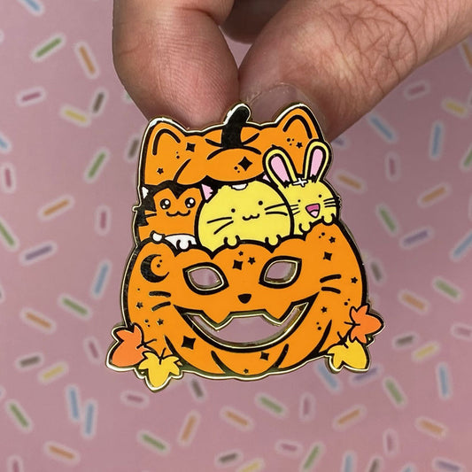 Fuzzballs Pumpkin Halloween Enamel Pin