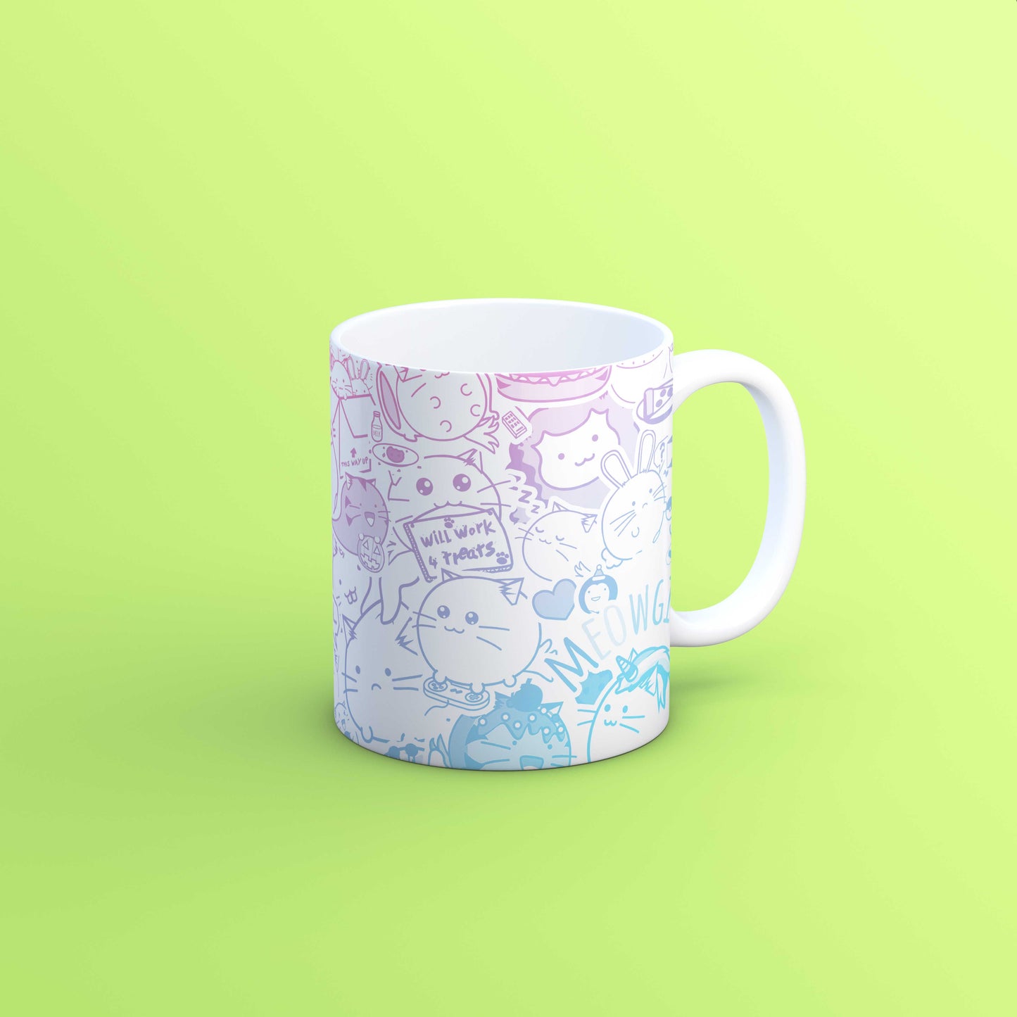 Rainbow Fuzzballs Group White Mug