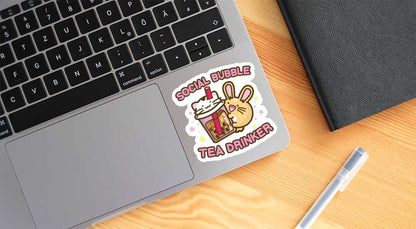 Social Bubble Tea Drinker Vinyl Sticker