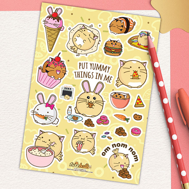 Om nom nom food Sticker Sheet