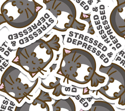 Depressed and Stressed Vinyl Sticker