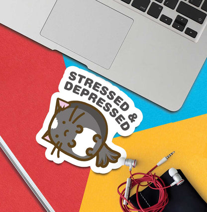 Depressed and Stressed Vinyl Sticker