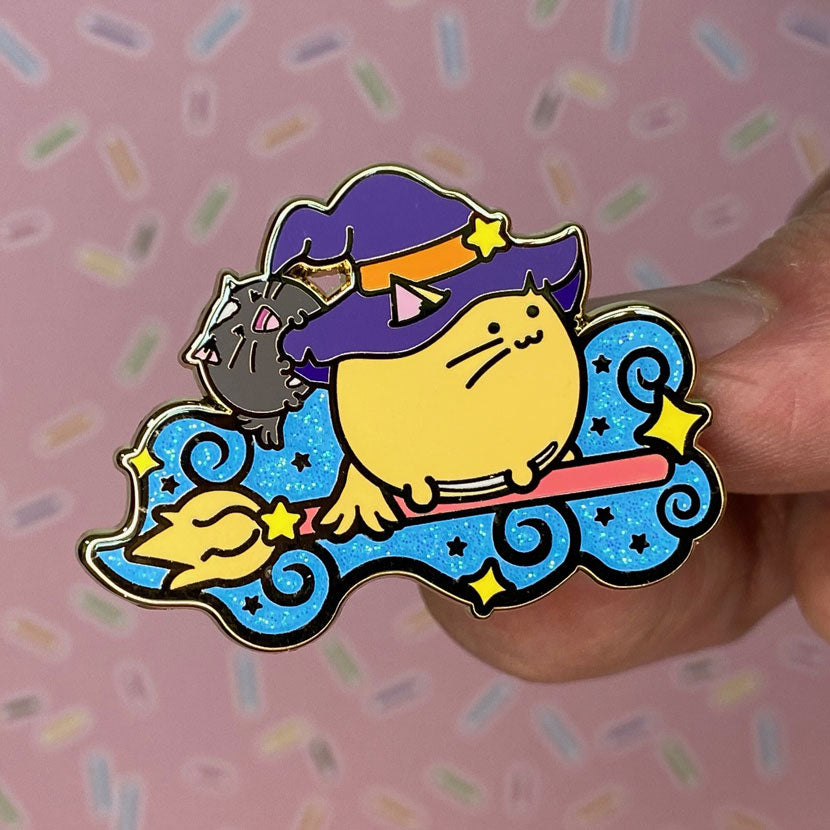 Witchy whisky cat Halloween Enamel Pin