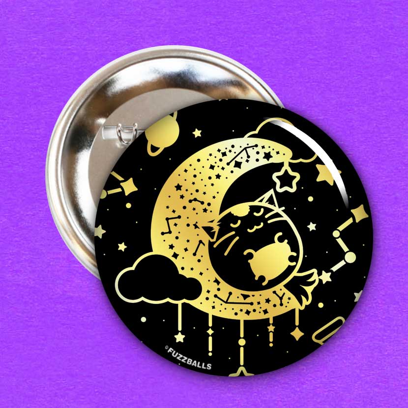 Cat On The Moon Badge