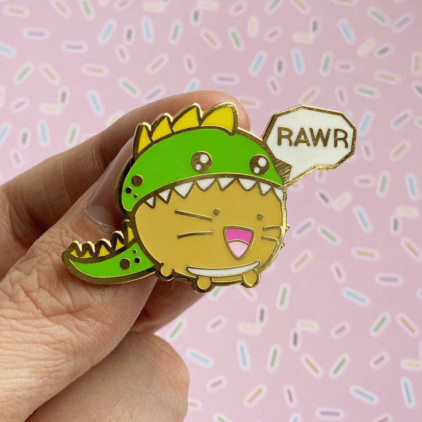 Dino Cat Enamel Pin